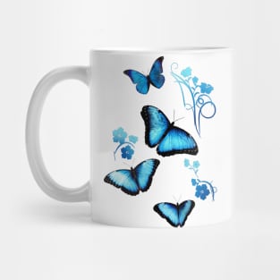 Hydro Flask stickers - ocean blue butterfly and flowers | Sticker pack set Mug